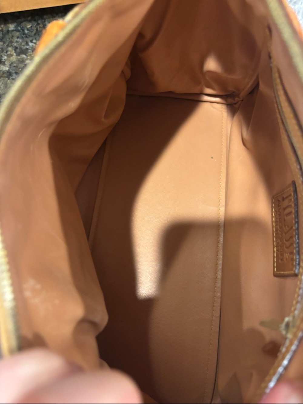 Alviero Martini Map-Print Leather Satchel in Cognac Brown - Picture 11 of 12